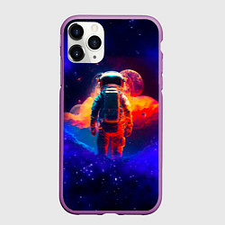 Чехол iPhone 11 Pro матовый Огненный путь космонавта, цвет: 3D-фиолетовый