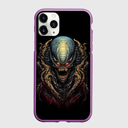 Чехол iPhone 11 Pro матовый Пришелец в ретро стиле, цвет: 3D-фиолетовый