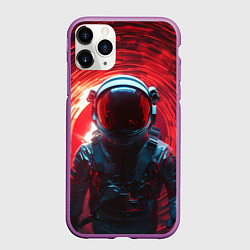 Чехол iPhone 11 Pro матовый Космонавт стоит за порталом, цвет: 3D-фиолетовый