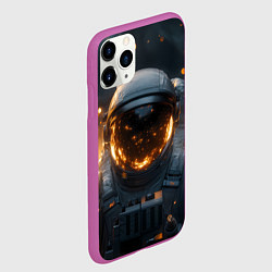 Чехол iPhone 11 Pro матовый Космонавт на фоне огня, цвет: 3D-фиолетовый — фото 2