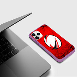Чехол iPhone 11 Pro матовый Красно-белый мяч для регби, цвет: 3D-фиолетовый — фото 2