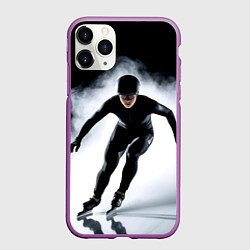 Чехол iPhone 11 Pro матовый Скоростной бег на коньках в черном, цвет: 3D-фиолетовый