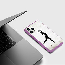 Чехол iPhone 11 Pro матовый Спортивная гимнастика на белом, цвет: 3D-фиолетовый — фото 2