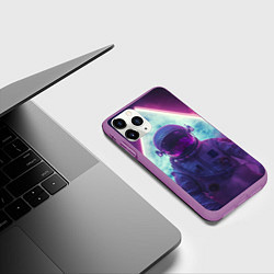Чехол iPhone 11 Pro матовый Космонавт в фиолетовом космосе, цвет: 3D-фиолетовый — фото 2