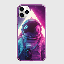 Чехол iPhone 11 Pro матовый Космонавт и треугольник, цвет: 3D-фиолетовый
