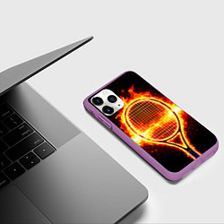 Чехол iPhone 11 Pro матовый Теннисная ракетка в огне, цвет: 3D-фиолетовый — фото 2