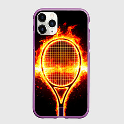 Чехол iPhone 11 Pro матовый Теннисная ракетка в огне, цвет: 3D-фиолетовый
