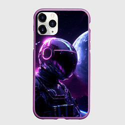 Чехол iPhone 11 Pro матовый Космонавт и фиолетовый космос, цвет: 3D-фиолетовый