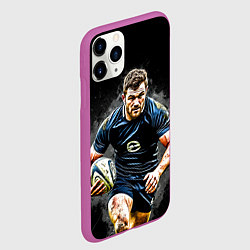 Чехол iPhone 11 Pro матовый Регбист на черном, цвет: 3D-фиолетовый — фото 2