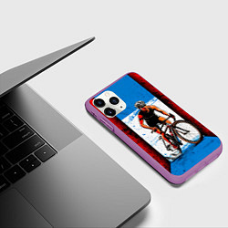 Чехол iPhone 11 Pro матовый Велогонка в троеборье, цвет: 3D-фиолетовый — фото 2