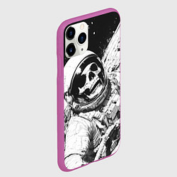 Чехол iPhone 11 Pro матовый Скелет в космосе черно-белый, цвет: 3D-фиолетовый — фото 2