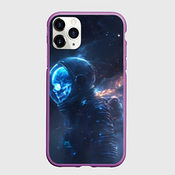 Чехол iPhone 11 Pro матовый Синий скелет космонавта