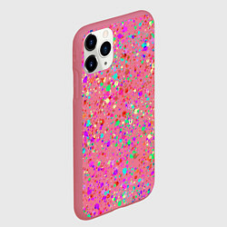 Чехол iPhone 11 Pro матовый Розовый с разноцветными брызгами, цвет: 3D-малиновый — фото 2
