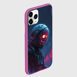 Чехол iPhone 11 Pro матовый Скелет космонавта под луной, цвет: 3D-фиолетовый — фото 2