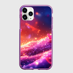 Чехол iPhone 11 Pro матовый Фиолетовые и красные оттенки текстура