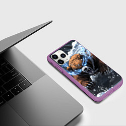 Чехол iPhone 11 Pro матовый Медведь в молниях и облаках, цвет: 3D-фиолетовый — фото 2