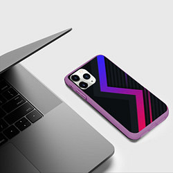 Чехол iPhone 11 Pro матовый Color black line, цвет: 3D-фиолетовый — фото 2