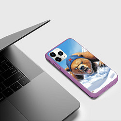 Чехол iPhone 11 Pro матовый Злой русский медведь, цвет: 3D-фиолетовый — фото 2