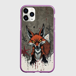 Чехол iPhone 11 Pro матовый Карикатурный лис, цвет: 3D-фиолетовый
