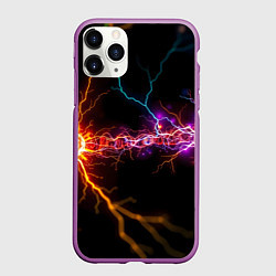 Чехол iPhone 11 Pro матовый Две неоновые вспышки, цвет: 3D-фиолетовый