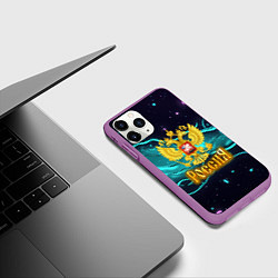 Чехол iPhone 11 Pro матовый Россия - березовая абстракция, цвет: 3D-фиолетовый — фото 2