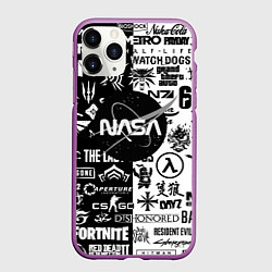 Чехол iPhone 11 Pro матовый Nasa логотипы игр, цвет: 3D-фиолетовый