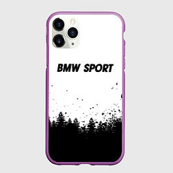 Чехол iPhone 11 Pro матовый BMW черно белый лес, цвет: 3D-фиолетовый