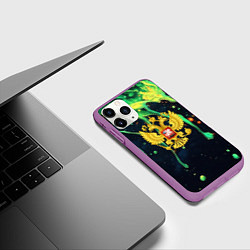 Чехол iPhone 11 Pro матовый Герб России - черный фон с зеленой краской, цвет: 3D-фиолетовый — фото 2