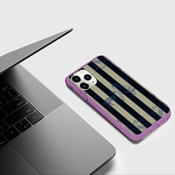 Чехол iPhone 11 Pro матовый Чёрные полосы, цвет: 3D-фиолетовый — фото 2
