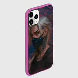 Чехол iPhone 11 Pro матовый Мужчина в маске, цвет: 3D-фиолетовый — фото 2