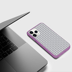 Чехол iPhone 11 Pro матовый Пазл серый паттерн, цвет: 3D-фиолетовый — фото 2