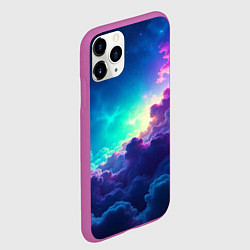 Чехол iPhone 11 Pro матовый Неоновые космические облака, цвет: 3D-фиолетовый — фото 2