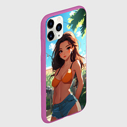 Чехол iPhone 11 Pro матовый Милая девушка во дворе, цвет: 3D-фиолетовый — фото 2