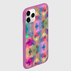 Чехол iPhone 11 Pro матовый Яркие абстрактные разводы акварели, цвет: 3D-фиолетовый — фото 2