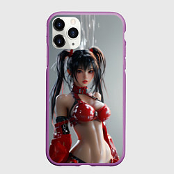 Чехол iPhone 11 Pro матовый Азиатская девушка в красном латексе, цвет: 3D-фиолетовый