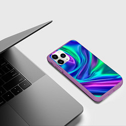 Чехол iPhone 11 Pro матовый Neon waves, цвет: 3D-фиолетовый — фото 2