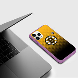 Чехол iPhone 11 Pro матовый Бостон Брюинз - геометрический градиент, цвет: 3D-фиолетовый — фото 2