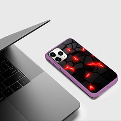 Чехол iPhone 11 Pro матовый Красная неоновая броня, цвет: 3D-фиолетовый — фото 2