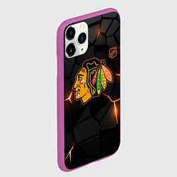 Чехол iPhone 11 Pro матовый Чикаго Блэкхокс - плиты с подсветкой, цвет: 3D-фиолетовый — фото 2