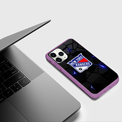 Чехол iPhone 11 Pro матовый Нью Йорк Рейнджерс - НХЛ хоккей, цвет: 3D-фиолетовый — фото 2