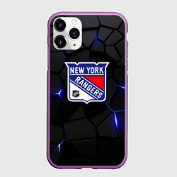 Чехол iPhone 11 Pro матовый Нью Йорк Рейнджерс - НХЛ хоккей, цвет: 3D-фиолетовый
