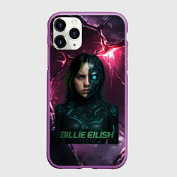 Чехол iPhone 11 Pro матовый Билли Айлиш в стиле киберпанк, цвет: 3D-фиолетовый