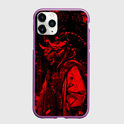 Чехол iPhone 11 Pro матовый Кибернетический Они, цвет: 3D-фиолетовый