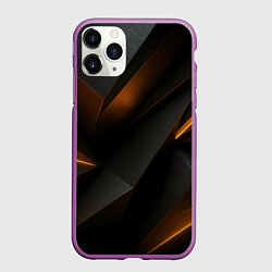 Чехол iPhone 11 Pro матовый Черная текстура с углами, цвет: 3D-фиолетовый