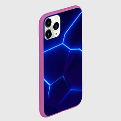 Чехол iPhone 11 Pro матовый Синие плиты с неоном, цвет: 3D-фиолетовый — фото 2
