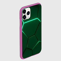 Чехол iPhone 11 Pro матовый Зеленые плиты с неоном, цвет: 3D-фиолетовый — фото 2