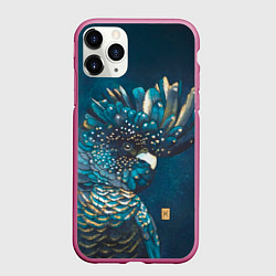 Чехол iPhone 11 Pro матовый Попугай акварельный - big picture, цвет: 3D-малиновый
