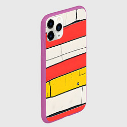 Чехол iPhone 11 Pro матовый Красные полоски, цвет: 3D-фиолетовый — фото 2