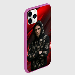 Чехол iPhone 11 Pro матовый Bones с черепами на худи, цвет: 3D-фиолетовый — фото 2
