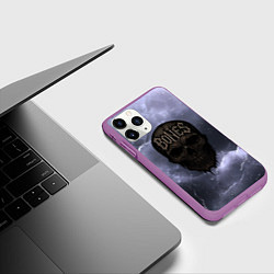 Чехол iPhone 11 Pro матовый Bones череп, цвет: 3D-фиолетовый — фото 2